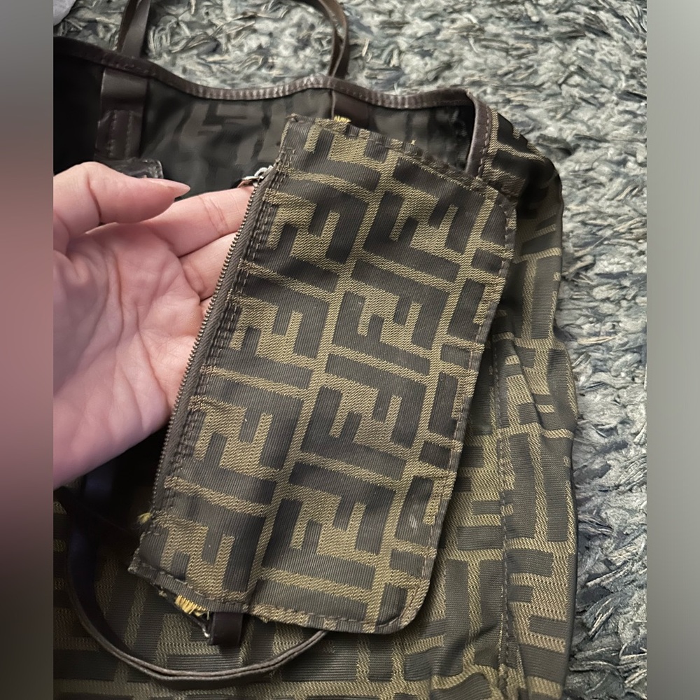 FENDI Vintage Zucca Canvas Hand Bag Brown - Picture 9 of 13